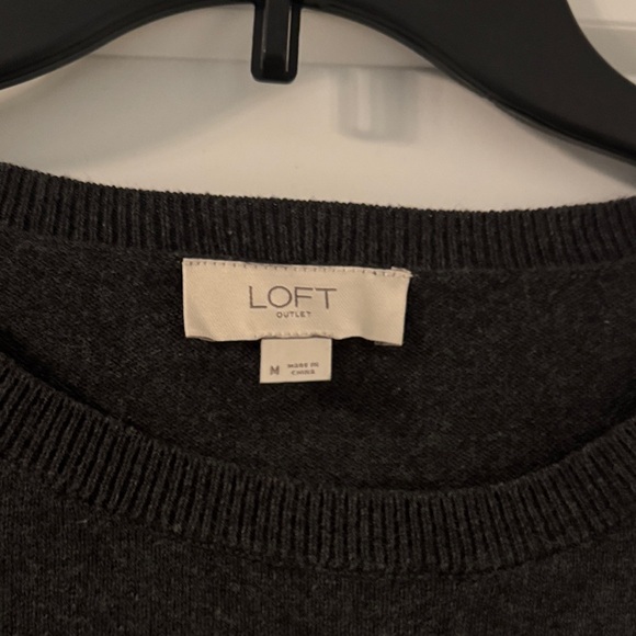 LOFT Charcoal Sweater with Ivory Snowflakes - Picture 2 of 3